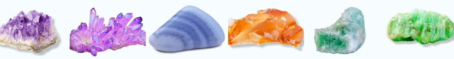 Amethyst, purple quartz, blue lace agate, carnelian, aventurine